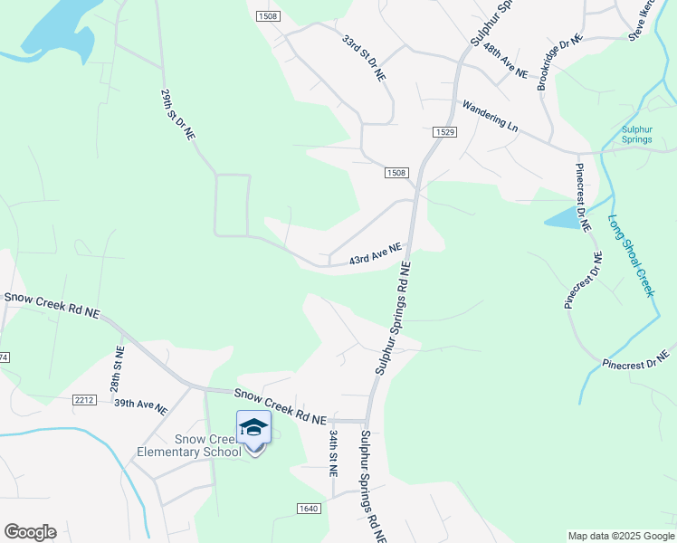 map of restaurants, bars, coffee shops, grocery stores, and more near 3288 43rd Avenue Northeast in Hickory