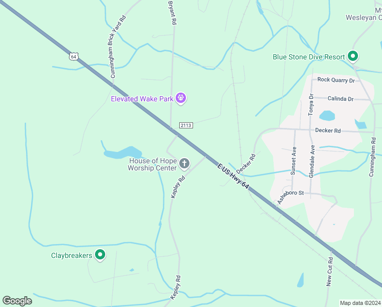 map of restaurants, bars, coffee shops, grocery stores, and more near 6552 West Old US Highway 64 in Lexington