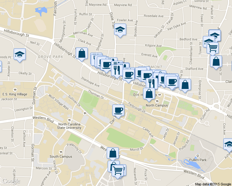 map of restaurants, bars, coffee shops, grocery stores, and more near 110 Dan Allen Drive in Fuquay-Varina