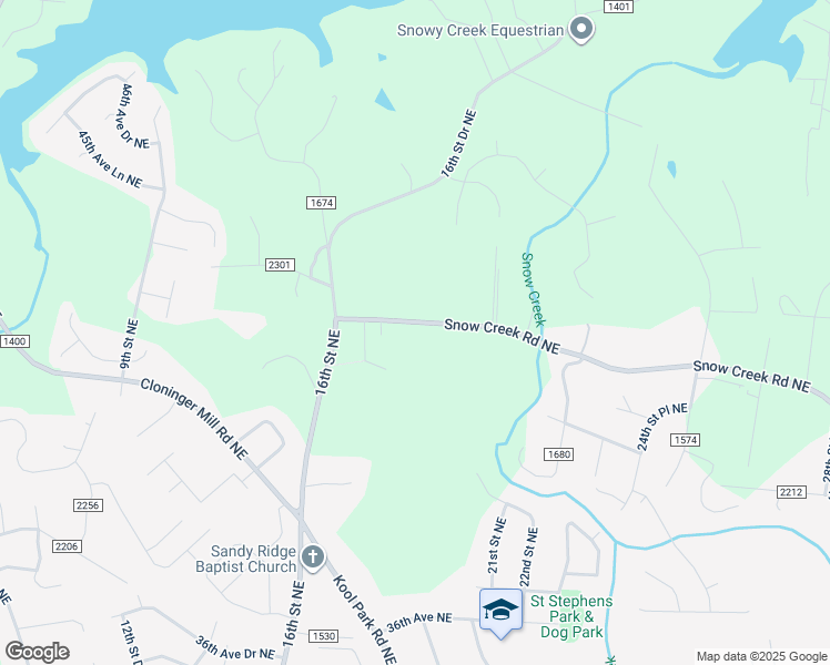 map of restaurants, bars, coffee shops, grocery stores, and more near 1820 Snow Creek Road Northeast in Hickory