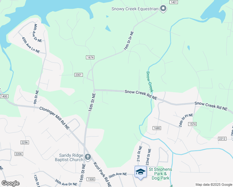 map of restaurants, bars, coffee shops, grocery stores, and more near 1820 Snow Creek Road Northeast in Hickory