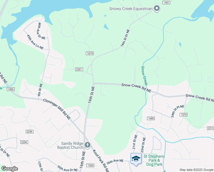 map of restaurants, bars, coffee shops, grocery stores, and more near 1724 Snow Creek Road Northeast in Hickory