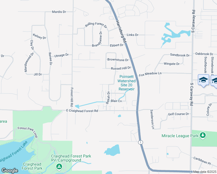 map of restaurants, bars, coffee shops, grocery stores, and more near 148 Dena Jo Drive in Jonesboro