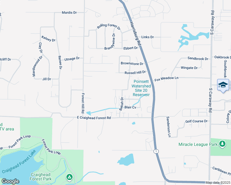 map of restaurants, bars, coffee shops, grocery stores, and more near 148 Dena Jo Drive in Jonesboro