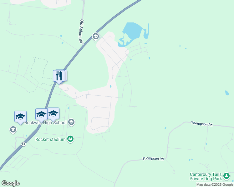 map of restaurants, bars, coffee shops, grocery stores, and more near 205 Clearidge Drive in Rockvale