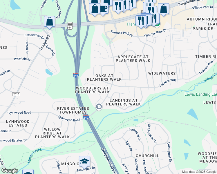 map of restaurants, bars, coffee shops, grocery stores, and more near 904 Mingo Place in Knightdale