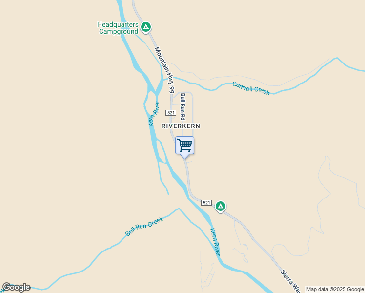 map of restaurants, bars, coffee shops, grocery stores, and more near 8 Bull Run Road in Kernville