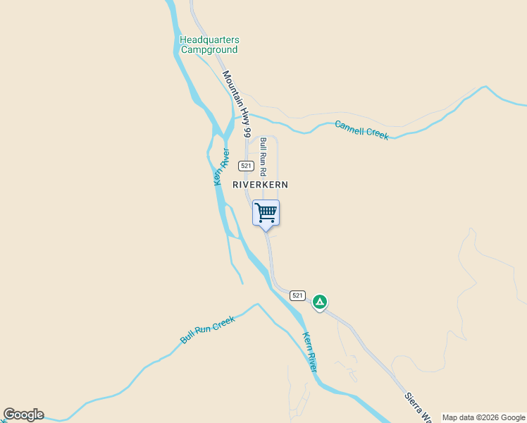 map of restaurants, bars, coffee shops, grocery stores, and more near 8 Bull Run Road in Kernville