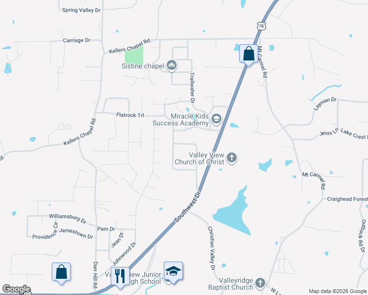 map of restaurants, bars, coffee shops, grocery stores, and more near 2017 Boundary Oaks Drive in Jonesboro