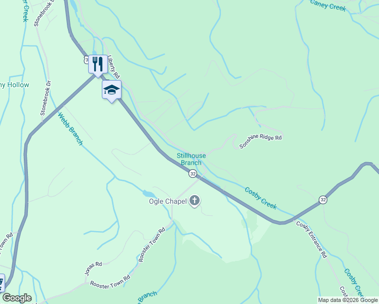 map of restaurants, bars, coffee shops, grocery stores, and more near 4570 Liberty Rd in Cosby