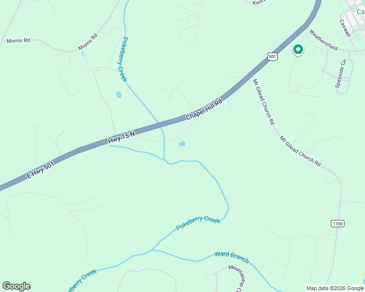 map of restaurants, bars, coffee shops, grocery stores, and more near 166 Karen Calhoun Road in Pittsboro