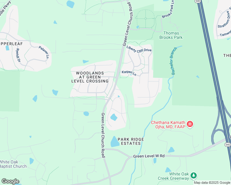 map of restaurants, bars, coffee shops, grocery stores, and more near 8712 Green Level Church Road in Cary