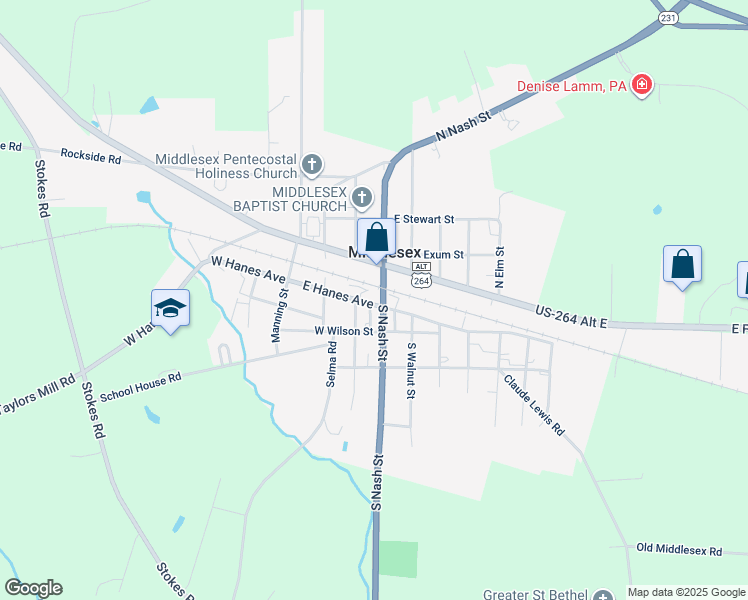 map of restaurants, bars, coffee shops, grocery stores, and more near South Nash Street in Middlesex