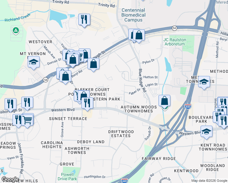 map of restaurants, bars, coffee shops, grocery stores, and more near 622 Gannett Street in Raleigh
