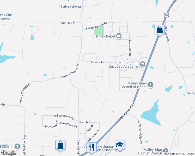 map of restaurants, bars, coffee shops, grocery stores, and more near 4700 Bedrock Drive in Jonesboro