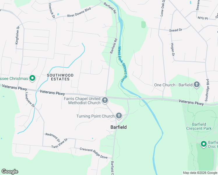 map of restaurants, bars, coffee shops, grocery stores, and more near 2862 Barfield Road in Murfreesboro