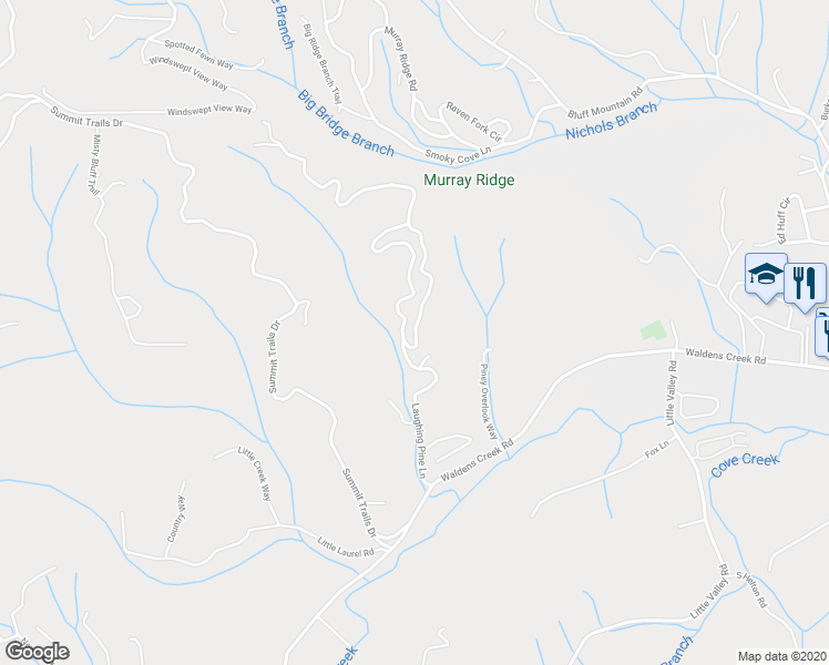 map of restaurants, bars, coffee shops, grocery stores, and more near 2044 Crown Point Lane in Sevierville