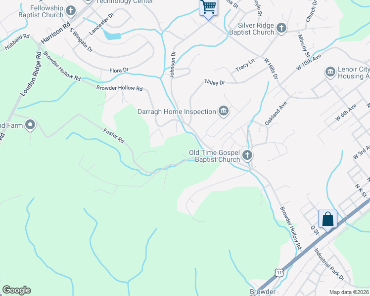 map of restaurants, bars, coffee shops, grocery stores, and more near 130 Foster Road in Lenoir City