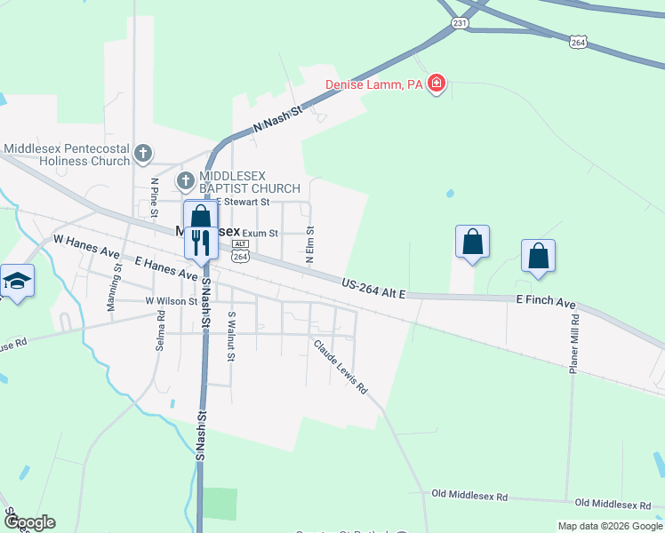 map of restaurants, bars, coffee shops, grocery stores, and more near 11106 East Finch Avenue in Middlesex