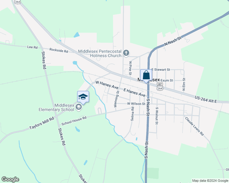 map of restaurants, bars, coffee shops, grocery stores, and more near 12707 West Hanes Avenue in Middlesex