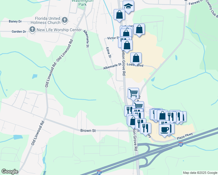 map of restaurants, bars, coffee shops, grocery stores, and more near 201 Albemarle Street in Lexington