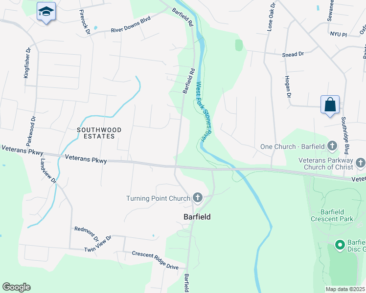 map of restaurants, bars, coffee shops, grocery stores, and more near 2862 Barfield Road in Murfreesboro