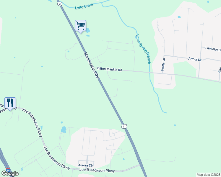 map of restaurants, bars, coffee shops, grocery stores, and more near 3851 Manchester Pike in Murfreesboro