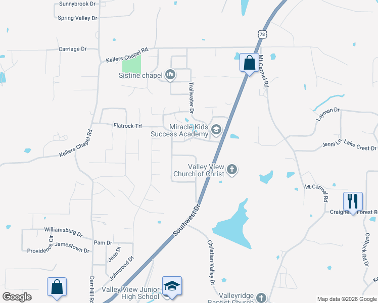 map of restaurants, bars, coffee shops, grocery stores, and more near 2017 Boundary Oaks Drive in Jonesboro