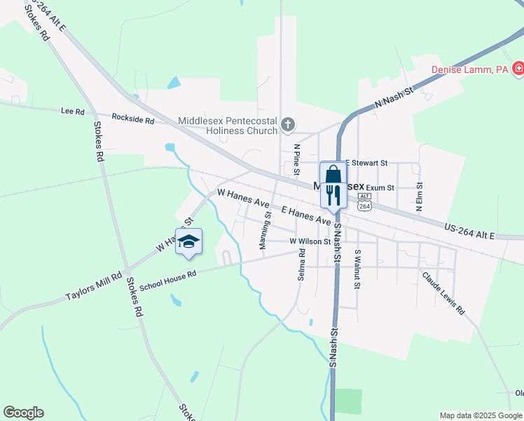 map of restaurants, bars, coffee shops, grocery stores, and more near 12707 West Hanes Avenue in Middlesex