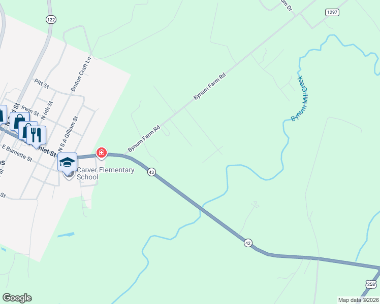 map of restaurants, bars, coffee shops, grocery stores, and more near 96 Bobtail Court in Pinetops