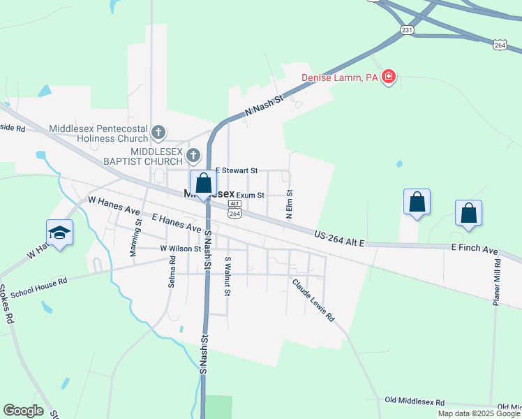 map of restaurants, bars, coffee shops, grocery stores, and more near 10130 North Oak Street in Middlesex