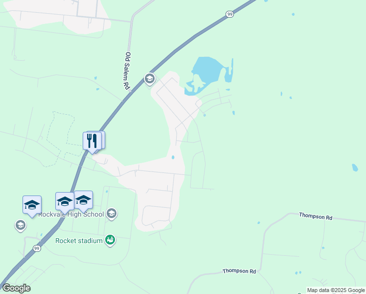 map of restaurants, bars, coffee shops, grocery stores, and more near 205 Clearidge Drive in Rockvale