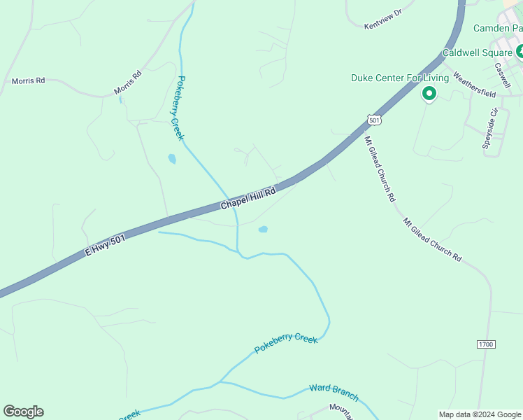 map of restaurants, bars, coffee shops, grocery stores, and more near 166 Karen Calhoun Road in Pittsboro
