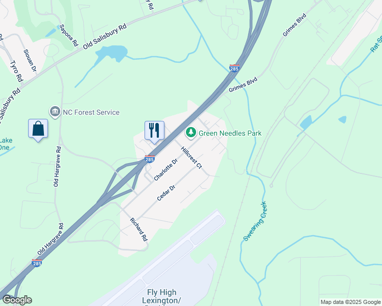 map of restaurants, bars, coffee shops, grocery stores, and more near 307 Charlotte Drive in Lexington
