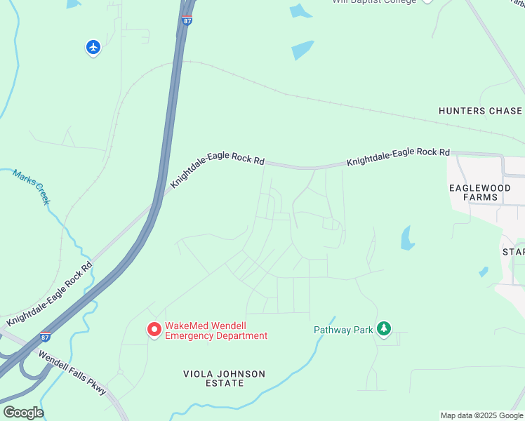 map of restaurants, bars, coffee shops, grocery stores, and more near 3002 Poinsettia Lane in Wendell