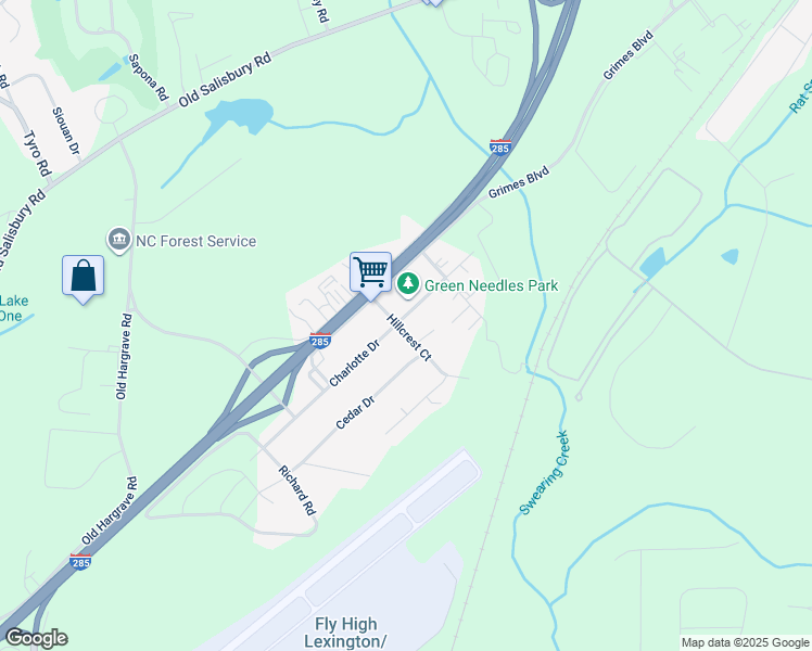 map of restaurants, bars, coffee shops, grocery stores, and more near 307 Charlotte Drive in Lexington