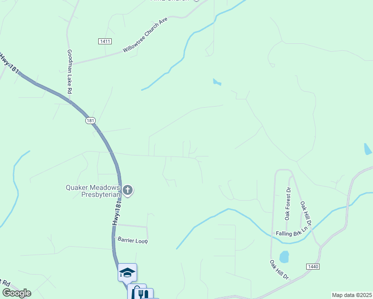 map of restaurants, bars, coffee shops, grocery stores, and more near 2616 Carl Freeman Avenue in Morganton