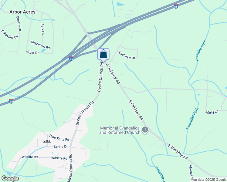 map of restaurants, bars, coffee shops, grocery stores, and more near East Old Highway 64 in Lexington