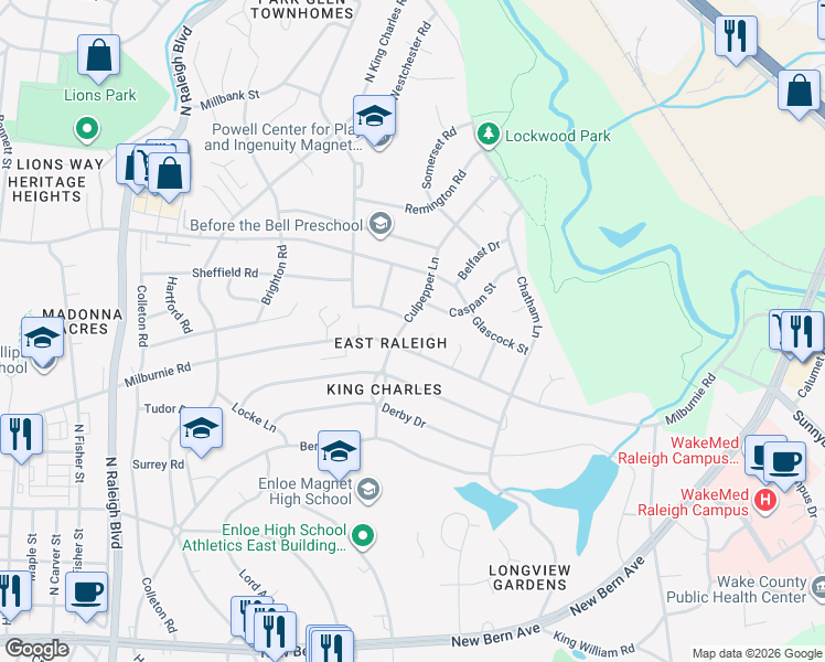 map of restaurants, bars, coffee shops, grocery stores, and more near 902 Culpepper Lane in Raleigh