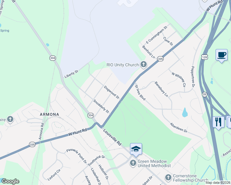 map of restaurants, bars, coffee shops, grocery stores, and more near 785 West Cunningham Street in Alcoa
