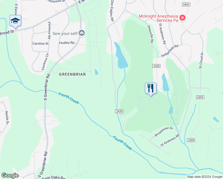 map of restaurants, bars, coffee shops, grocery stores, and more near 510 Augusta Drive in Statesville