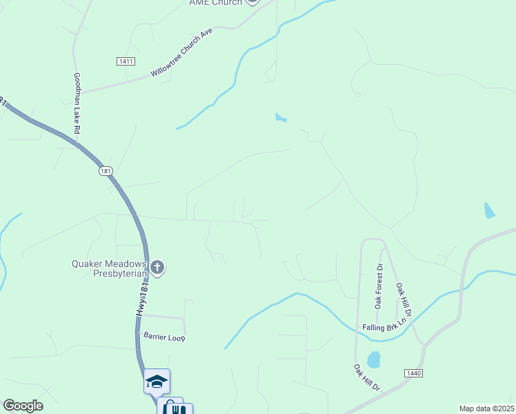 map of restaurants, bars, coffee shops, grocery stores, and more near 2616 Carl Freeman Avenue in Morganton