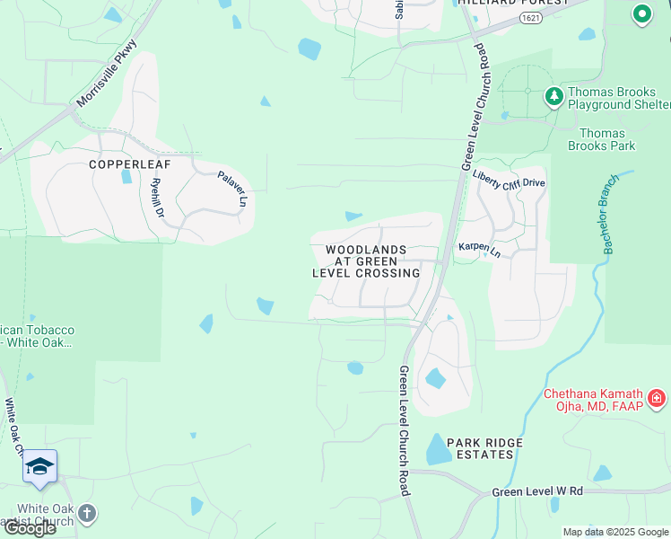 map of restaurants, bars, coffee shops, grocery stores, and more near 4157 Piney Gap Drive in Cary