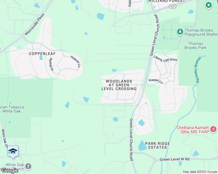 map of restaurants, bars, coffee shops, grocery stores, and more near 4157 Piney Gap Drive in Cary
