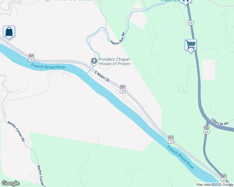 map of restaurants, bars, coffee shops, grocery stores, and more near Rollins Road in Marshall