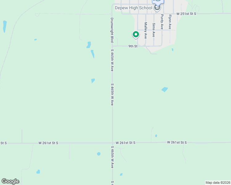 map of restaurants, bars, coffee shops, grocery stores, and more near 25607 South 465th West Avenue in Depew
