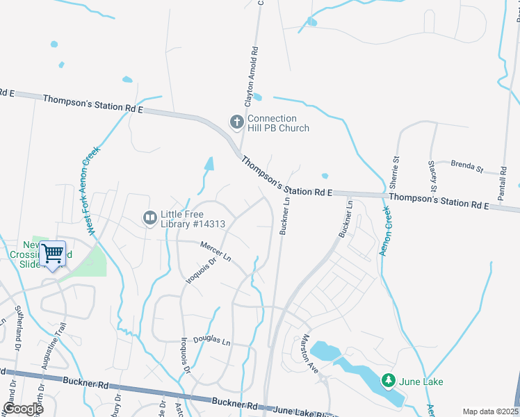 map of restaurants, bars, coffee shops, grocery stores, and more near 3021 Iroquois Drive in Thompson's Station