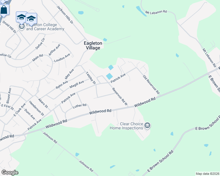 map of restaurants, bars, coffee shops, grocery stores, and more near 608 Reservoir Road West in Maryville
