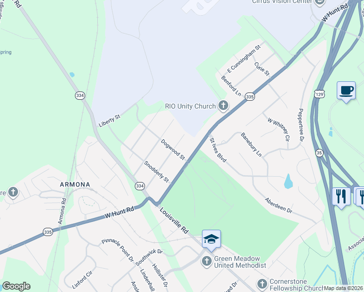 map of restaurants, bars, coffee shops, grocery stores, and more near 785 West Cunningham Street in Alcoa