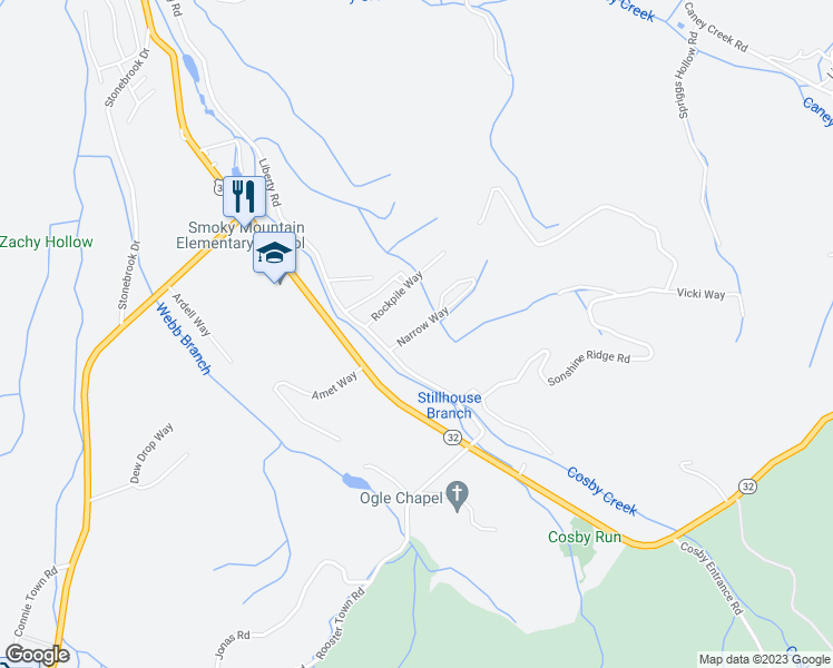 map of restaurants, bars, coffee shops, grocery stores, and more near in Cosby